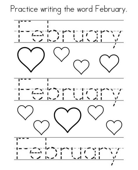 February Worksheets - Printable February Coloring Pages February Preschool Worksheets, February Coloring Pages, Valentines Day Worksheets, February Worksheets, February Preschool, Homeschool Adventures, Valentines Writing, Valentine Worksheets, Developmental Activities