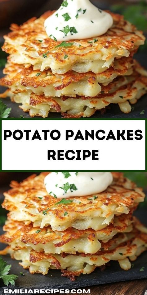 Need breakfast recipes? This Crispy and Delicious Potato Pancakes Recipe is a must-try! Ideal for breakfast or breakfast for dinner, it's one of the best potato recipes and pancakes recipes easy to make. Easy Potato Pancake Recipe, Top Breakfast Recipes, Potato Pancakes Easy, Crispy Potato Pancakes, Potato Pancakes Recipe, Mashed Potato Pancakes, Potatoe Pancake Recipe, Pancake Recipe Easy, Creamed Potatoes