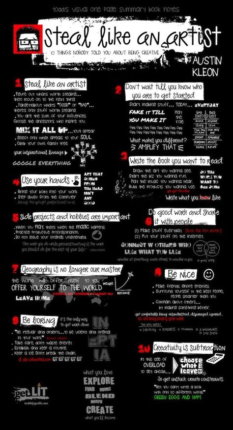 Steal Like An Artist, Visual Notes, Menu Sign, Artist Tips, Books For Self Improvement, Creativity Quotes, Writing Advice, Book Summaries, Desktop Computer