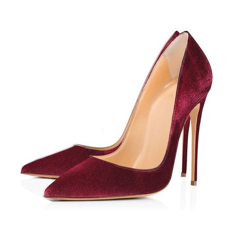 Stunning Heels, Burgundy Pumps, Womens Active Wear Outfits, High Heel Dress Shoes, Casual Pumps, Velvet Pumps, High Heel Dress, Slip On Pumps, Womens Stilettos