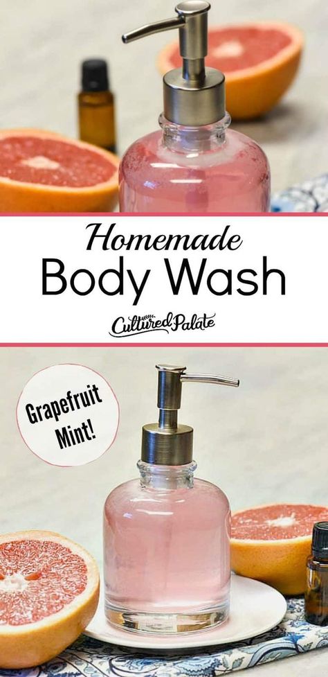 Homemade Body Wash - grapefruit mint flavor is an easy DIY body wash for homemade beauty and natural skin care. #myculturedpalate #bodywash #diy #homemade beauty Easy Diy Body Wash, Diy Body Wash, Homemade Body Wash, Diy Kosmetik, Homemade Beauty, Favorite Skincare Products, Foaming Hand Soap, Diy Body, It Goes On