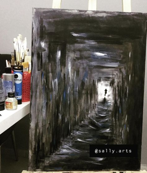 Dark Artist Aesthetic Painting, Tired Painting Ideas, Canvas Art Dark Aesthetic, Dark Colors Painting, Loss Painting Ideas, Cool Black Paintings, Painting How I Feel, Canvas Painting Dark Aesthetic, Painting Ideas Dark Art