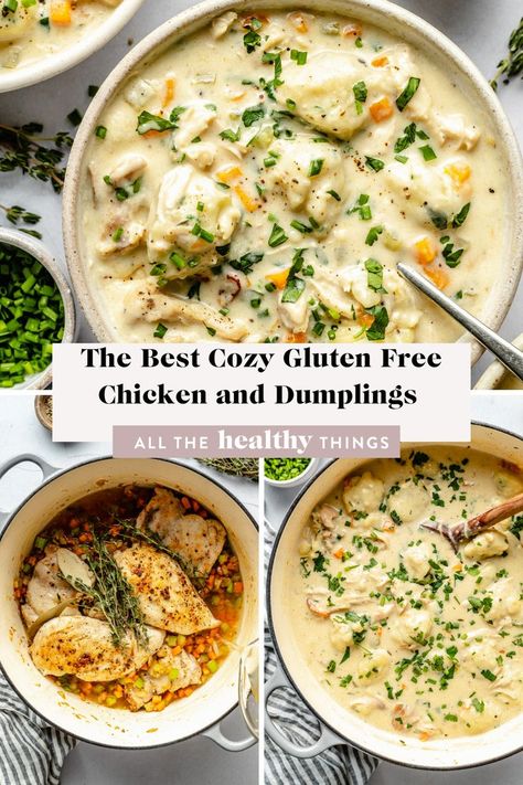 Best Celiac Recipes, Cozy Gluten Free Dinner, Yummy Gluten Free Recipes, Gluten Free Chicken Soup Recipes, Best Gluten Free Dinner Recipes, Gluten Free Entrees Dinners, Gluten Free Chicken And Biscuits, Easy Gluten Free Dumplings, Gluten Free Ground Chicken Recipes