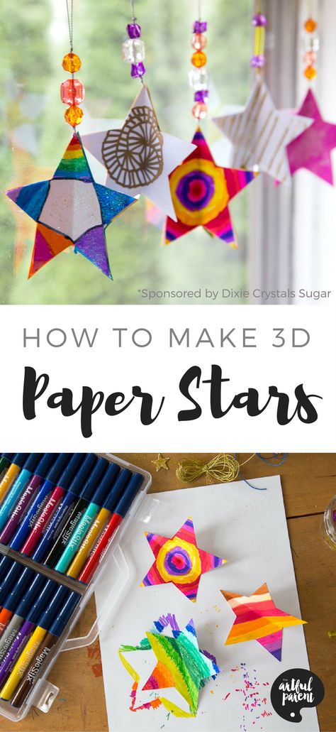 3D paper star craft Star Crafts Preschool, Stars Crafts For Kids, Star Activities For Kids, Star Art Projects For Kids, How To Make Paper Stars, Star Ornament Craft, Star Crafts For Kids, Paper Star Ornaments, Christmas Star Crafts