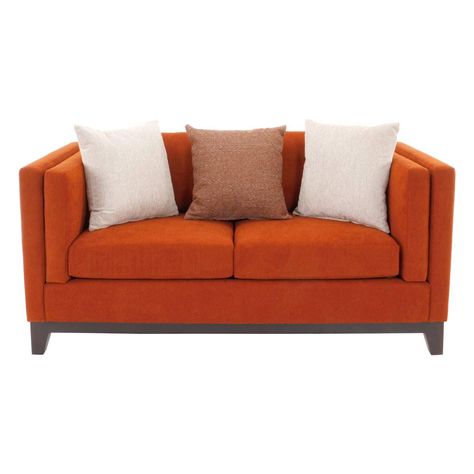 Orange Loveseat, Hawaiian Home Decor, Decor Organization Ideas, Jerome's Furniture, Hawaiian Homes, Home Vision Board, Sofa Cotton, Mid Century Modern Sofa, Grey Decor