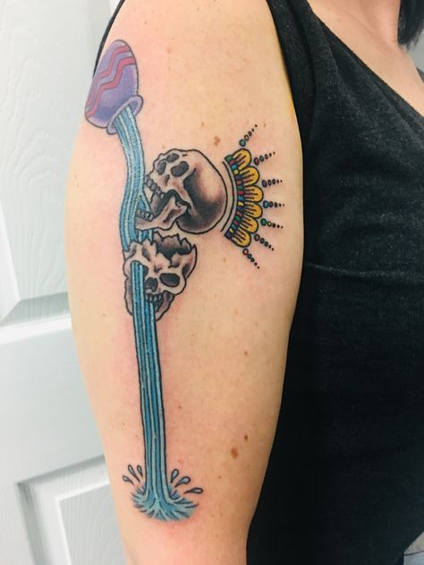 Aquarius Witch Tattoo, Traditional Aquarius Tattoo, Gothic Aquarius Tattoo, Creepy Aquarius Tattoo, Aquarius Portrait Tattoo, Aquarius Tattoo, Couple Tattoos, Dreamcatcher Tattoo, Traditional Tattoo