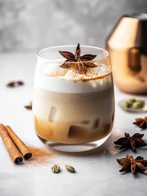 Chai White Russian, Chai Cocktail, Iced Cinnamon Whiskey Chai, Vanilla Chai Cocktail, Vanilla Vodka Chai Tea, Caramel White Russian, Coconut Milk Cocktail, Vanilla Chai Smoothie, Iced Vanilla Chai Tea Latte Recipe