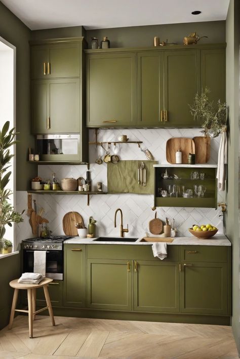 1. olive green cabinets
2. cabinet care
3. maintenance tips
4. kitchen design Contemporary Kitchen Colors, Olive Color Kitchen, Olive Green Cabinet, Moss Green Kitchen, Green Cabinet Kitchen, Olive Kitchen Cabinets, Olive Green Kitchen Cabinets, Olive Green Decor, Olive Kitchen