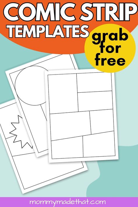 Comic Book Outline, Free Comic Book Template, Book Template Design, Blank Comic Book Pages, Comic Book Crafts, Book Pages Printable, Comic Book Writing, Creative Writing Stories, Comic Strip Template