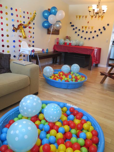 Ball Themed 2nd Birthday, Balls Party Theme 2nd Birthday, Lets Have A Ball 1st Birthday, Ball Birthday Party Theme, Ball Pit First Birthday Party, Ball Pit Birthday Party Ideas, First Birthday Ball Theme, Ball Pit Themed Birthday Party, Let’s Have A Ball Party