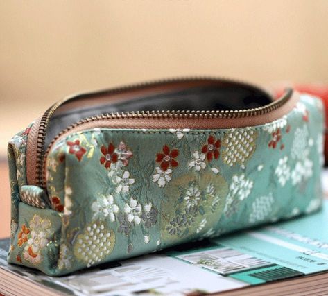 Brocade Embroidery Pencil Case Large-capacity Zip Pencil Pouch Retro Handmade Travel Pencil Bag Stationery Set for Students Girl's Gift Embroidery Pencil Case, Aesthetic Pencil Case, Crochet Storage Bag, Brocade Embroidery, School Pencil Case, Pencil Bag, Online Gift, Pencil Boxes, Kawaii Stationery