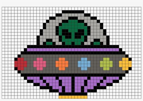 Ufo Pixel Art, Spaceship Pixel Art, Alien Pixel Art, Modele Pixel Art, Graph Paper Designs, Art Alien, Stitching Projects, Easy Pixel Art, Pixel Art Templates