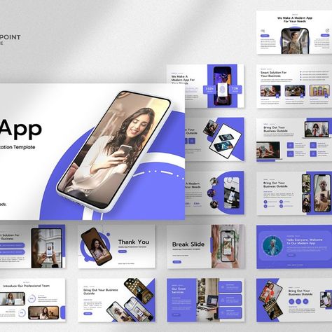 Go - Mobile App PowerPoint Template Website Mockup, Slides Google, Portfolio Web Design, Web Layout Design, Unique Website, Slides Template, Web Layout, Photoshop Editing, Power Point