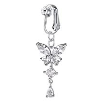 Check this out! Fake Belly Button Piercing, Fake Belly Ring, Fake Belly Piercing, Rings Butterfly, Piercing Clip, Fancy Ball, Piercing Fake, Butterfly Heart, Amazon Buy