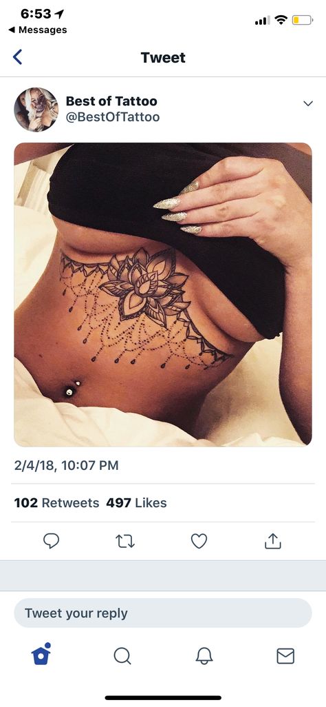 Henna Underboob Tattoo, Women Underboob Tattoo, Womens Chest Tats, Underboob Henna, Tattoo Underbust, Womens Sternum Tattoo, Female Sternum Tattoo, Underboob Tattoo Black Women, Womens Sternum Tattoo Ideas