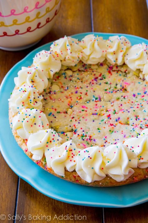 Funfetti Sugar Cookie Cake. Sugar Cookie Cake Recipe, Sugar Cookie Cake, Birthday Cake Alternatives, Sugar Cookie Cakes, Cookie Cake Recipe, Good Eat, Food Cakes, Cookie Cake, How Sweet Eats