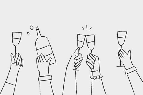 Wine Illustration, Doodle Vector, Hands Holding, Chalk Art, Wedding Stationary, 로고 디자인, 그림 그리기, Drawing Inspiration, Design Inspo