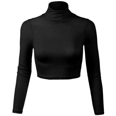 Kogmo Women's Lightweight Fitted Long Sleeve Turtleneck Crop Top with... ($14) ❤ liked on Polyvore featuring tops, stretchy crop top, long sleeve turtleneck, turtleneck tops, fitted crop top and turtle neck tops Black Turtleneck Crop Top, Turtleneck Crop Top Outfit, Black Turtleneck Women, Black Turtle Neck Crop Top, Black Crop Long Sleeve, Evil Fairy, Turtleneck Crop Top, Turtle Neck Shirt, Stretch Tops