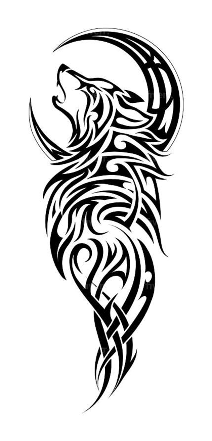 One Color Tattoo, Tattoos With Color, Sleeve Drawing, Celtic Wolf Tattoo, Trible Tattoos, Wolf Stencil, Wolf Symbol, Drawing Tattoo Ideas, Wolf Tattoo Back