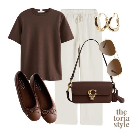 chocolate brown 🤎 save this post for future outfit inspo ✨ be sure to follow @thetoriastyle for daily outfits! 🤍 #thursdaystylefiles #thursdayoutfit #chocolatebrown #brownoutfit #summerstyleinspo #dailyoutfitinspo Brown Monochrome Outfit Summer, Chocolate Brown Sweater Outfit, Brown Tshirt Outfit Women, Brown Shoes Womens Outfit, Brown Hair Outfits, Brown T Shirt Outfit, Brown Summer Outfits, Brown Outfits For Women, Brown Blouse Outfit