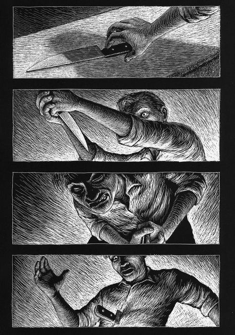 Scratchboard Art, Comic Layout, Graphic Novel Art, Manga Drawing Tutorials, Bd Comics, Scary Art, Creepy Art, Comic Panels, Horror Art