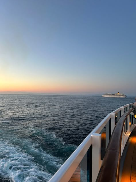 Ship Travel Aesthetic, Cruise Ship Sunset, Mediterranean Cruise Aesthetic, Arvia Cruise Ship, Cruise Vibes Aesthetic, Vision Board Cruise, Bahamas Cruise Aesthetic, Cruise Trip Aesthetic, Cruise Astethic