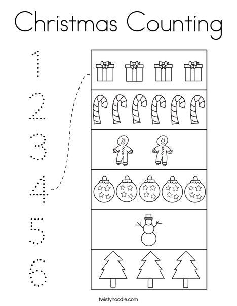 Christmas Counting Coloring Page - Twisty Noodle Santa Math Activities Preschool, Christmas Morning Work Kindergarten, Christmas Number Tracing Free, Missing Numbers 1-30 Worksheets, Christmas Worksheets Preschool Math Activities, Christmas Work Sheets For Kids, Christmas Math Preschool Activities, Christmas Counting Worksheet, Christmas Math Worksheets Preschool