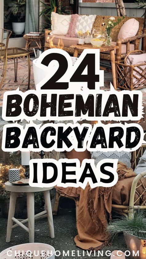 Transform your outdoor space into a bohemian paradise with these 24 Bohemian Backyard Ideas. From cozy seating areas to vibrant textiles and lush greenery, discover how to create a whimsical oasis right in your backyard. Bohemian Landscape Design, Cute Small Backyard, Cute Small Backyard Ideas, Outdoor Patio Inspiration Boho, Boho Outdoor Patio Bohemian Style, Diy Small Backyard Ideas, Small Backyard Ideas Diy, Outdoor Bohemian Seating, Bohemian Patio Ideas