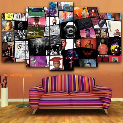 Rap Album Cover, Musician Room, Hip Hop Wall Art, Music Studio Decor, Rap Album Covers, 5 Piece Canvas Art, Multi Panel Wall Art, Music Canvas, Canvas Collage