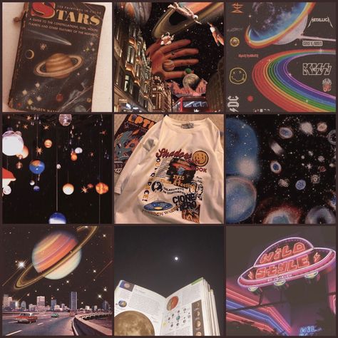 Collage Board Aesthetic, Oc Color Palette Ideas, Oc Aesthetic Board, Whimsigoth Moodboard, Character Mood Boards Aesthetic, Character Aesthetic Board, Retro Moodboard, Space Moodboard, Mood Boards Aesthetic