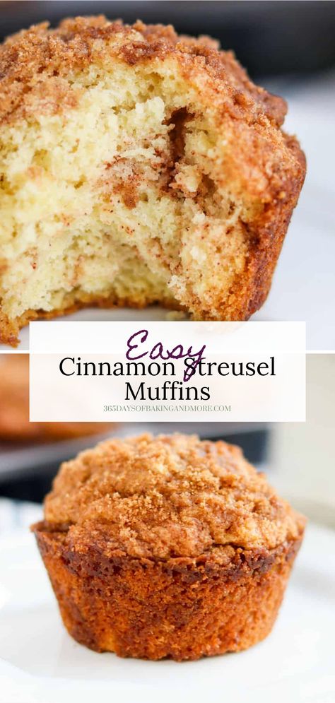 Cinnamon Streusel Muffins are soft, tasty #muffins with sweet cinnamon and sugar swirled into every bite. Have one of these muffins with that morning cup of #coffee to start your day right. Cinnamon Sugar Swirl Muffins, Brown Sugar Cinnamon Muffins, Low Sodium Muffins Recipe, Muffins Without Milk, Cinnamon Crunch Muffins, Easy Cinnamon Muffins, Deserts Board, Cinnamon Muffins Easy, Brown Sugar Muffins