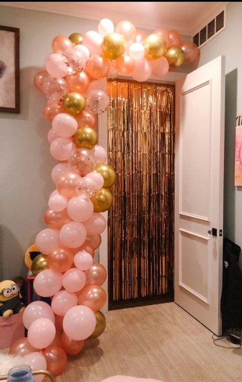 Over The Door Balloon Arch, Doorway Party Decor, Garage Door Decorating Ideas For Party, Balloon Arch Around Window, Balloon Arch Over Doorway, Balloon Garland Over Door, Balloon Arch Door, Balloon Arch Doorway, Doorway Balloon Garland