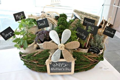 Herb Garden Gift, Moss Basket, Mosses Basket, Herb Gifts, Auction Basket, Auction Baskets, Raffle Basket, Diy Herb Garden, Raffle Baskets