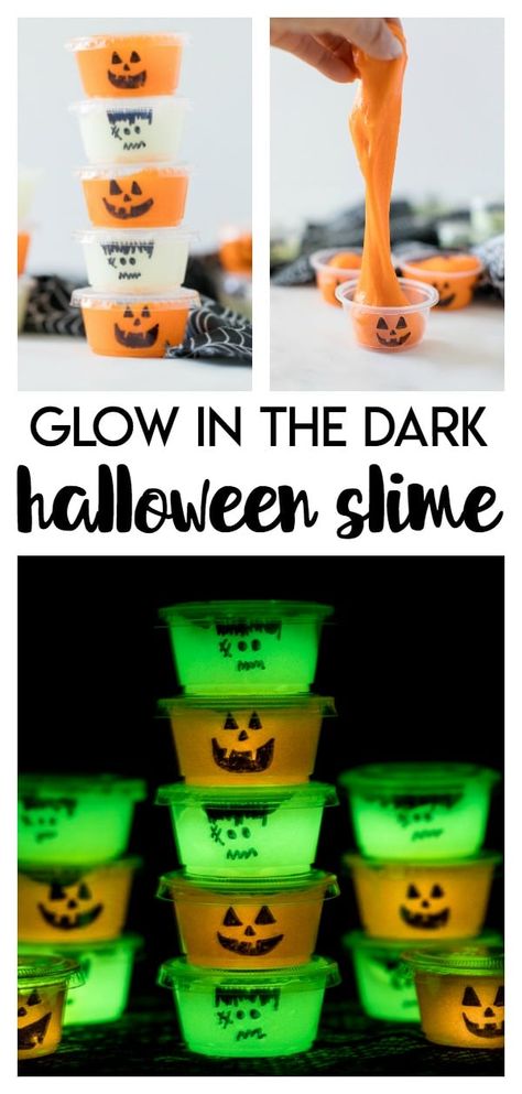 Diy Halloween Slime, Slim Ideas, Glow In Dark Slime, Spooky Slime, Halloween Slime Recipe, Halloween Stations, Halloween Villains, Halloween Sleepover, Halloween Slime