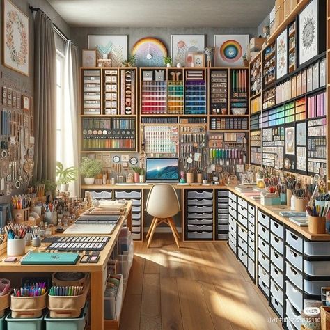 Dream Art Room, Art Studio Space, Art Studio Room, Art Studio Design, Dream Craft Room, Craft Room Design, Art Studio At Home, Study Room Decor, Studio Room