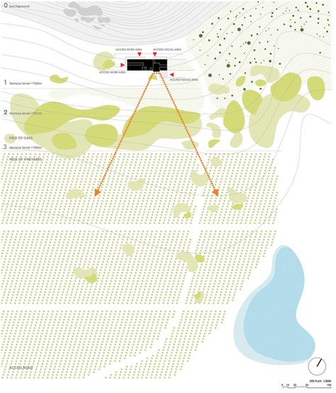 14 Viñas Winery / S.M.A.O. Wineries Architecture, Arch Presentation, Presentation Graphics, Spain Images, Site Plans, Landscape Architecture Design, Architecture Office, Master Plan, Site Plan