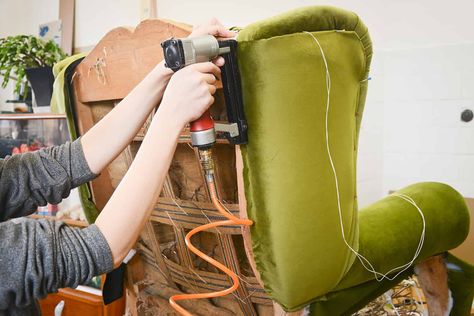 A beginner's guide to upholstery - Rest Less Reupholster Couch Diy, Reupholster Couch, Repair Sofa, Couch Repair, Staple Removers, Sofa Fabric Upholstery, Foam Sofa, Couch Diy, Old Sofa