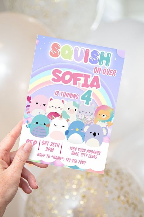 SQUISHMALLOW INVITATION Birthday Squishmallow Party - Etsy Squishmallow Invitation, Birthday Squishmallow, Squishmallows Party, Squishmallows Birthday, Squishmallow Party, Life Printables, Creative Invitations, 10th Birthday Parties, Birthday Invitation Template