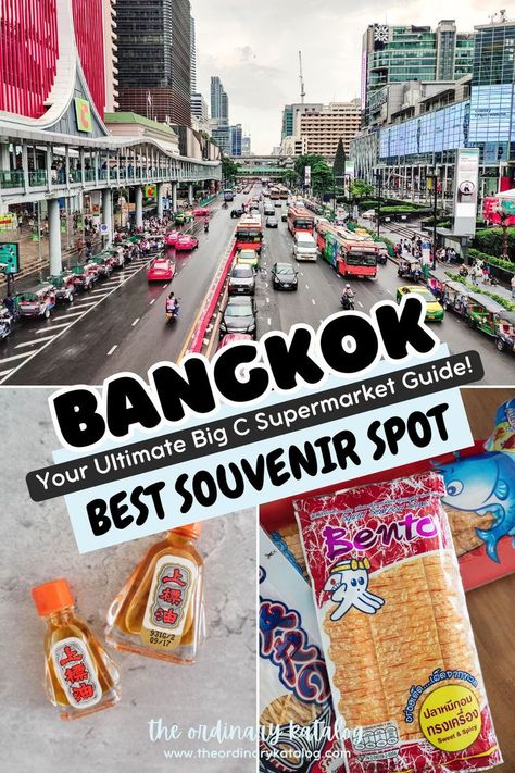 Want the best souvenirs in Bangkok? Big C Supermarket is the place to be! Explore this guide to tasty treats and unique gifts you'll love! | Bangkok | Thailand | City | Guide | Souvenirs Ideas | Products | Shopping | What to Buy | Vacation | Travel Photography Bangkok To Do, Thailand City, Bangkok Guide, Vietnam Guide, Thai Beach, Bangkok Shopping, Thailand Guide, Thailand Travel Destinations, Best Souvenirs