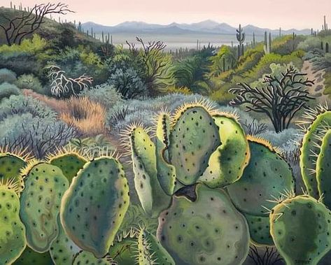 Phyllis Schafer, Phyllis Shafer, Cactus Art, Colorful Abstract Art, Prickly Pear, Fashion Painting, Gallery Photo, In The Desert, The Desert