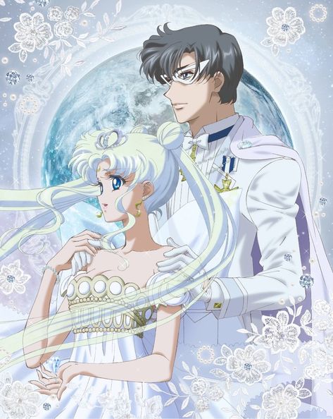 Neo-Queen Serenity, King Endymion Featured in Sailor Moon Crystal's 11th Blu-ray Cover Art - Interest - Anime News Network Moon Crystal, Sailor Moon Crystal, An Anime, Sailor Moon, Moon, Queen, Anime, White