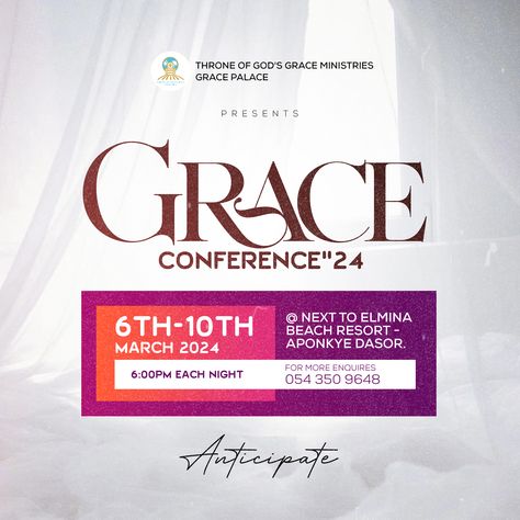 Grace conference 2024 flyer designed by Oppomence graphics, contact us on 0247369275 Conference Flyer Design Ideas, Church Graphics Design, Anticipate Flyer Design, Church Fliers Design, Church Flyer Design Ideas, Creative Church Flyer Designs, Church Conference Flyer Design, Conference Graphics, Church Flyer Design Background