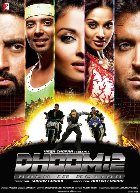 Dhoom 2: Back In Action (2006) Uday Chopra, Dhoom 2, Hindi Bollywood Movies, Best Bollywood Movies, Movie Subtitles, Bollywood Movie Songs, Bollywood Posters, Hrithik Roshan, Bollywood Movie