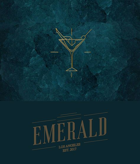 EMERALD, an old Hollywood Club :: Dark green, emerald branding, logo, buisness cards, club, martini. #branding #logo #emerald #green #drinks #clubbranding #barbranding Dark Branding Design, Lounge Logo Design Ideas, Emerald Green Branding, Old Hollywood Graphic Design, Dark Green Branding, Emerald Branding, Bar Logo Ideas, Nightclub Branding, Speakeasy Logo