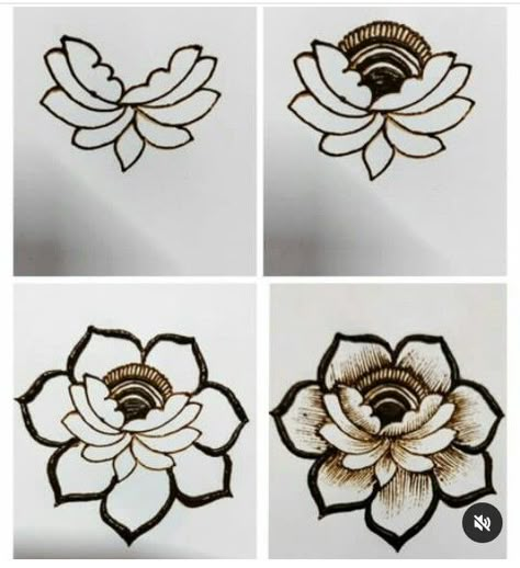 Bunch Of Flowers Mehndi Design, Rose Henna Design Flowers, Types Of Flowers In Mehendi, Bunches Mehndi Design, Henna Artist Logo, Mahindi Design Hands Simple, Step By Step Mehndi Designs, Henna Basic, Learn Mehndi