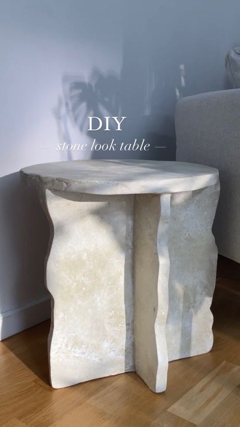 Home DIY • Textured art | Faux stone table DIY ✨ • • • #diy #diydecor #diycrafts #diyhomedecor #gypsum #plaster #plasterofparis #jointcompound #putty #crafts #home… | Instagram Diy Marble Top Table, Travertine Side Table Diy, Diy Stone Side Table, Stone Bed Frame, Plaster Nightstand, Plaster Crafts Diy, Diy Plaster Table, Faux Stone Table, Diy Concrete Table