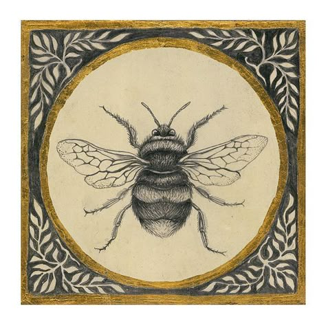 A Drawing, A Frame, Bee, Frame, Gold, Black