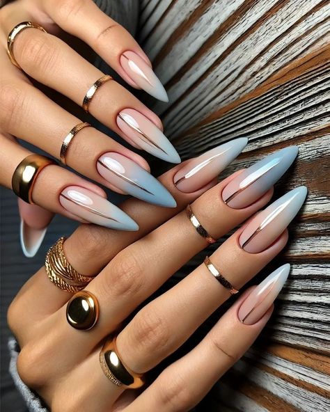 2024 Blue Nails, 2024 Nails Design, Two Color Nail Design, Instagram Nails, French Tips, Hot Nails, Elegant Nails, Luxury Nails, Fabulous Nails