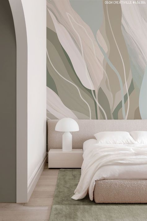 Bedroom Inspirations Wallpaper, Wallpaper For Walls Interiors, Bedroom Wallpaper Murals, Wallpaper Walls Bedroom, Bedroom Pop Design, Wallpaper For Bedroom, Pastel Bedroom, Pastel Interior, Modern Style Bedroom