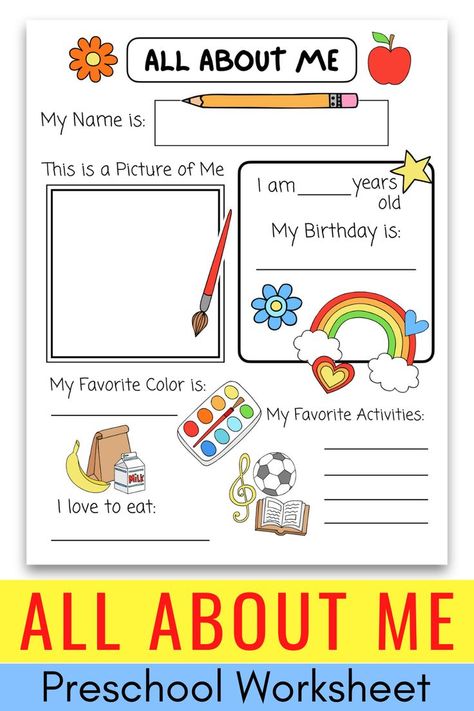 Classroom All About Me, Get To Know Preschoolers, It's All About Me, All About Me Infant Template, All About Me Interview, All About Me Sheets For Preschool, Preschool Favorites Printable, Preschool Pdf Free Printable, All About Me First Day Of School Free Printable